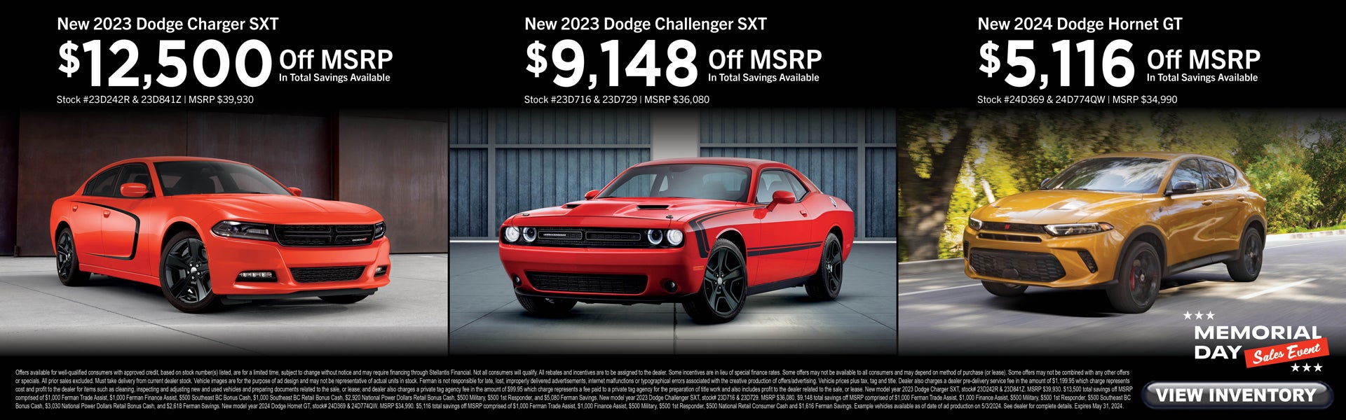 May Savings on New Charger, Challenger & Hornet