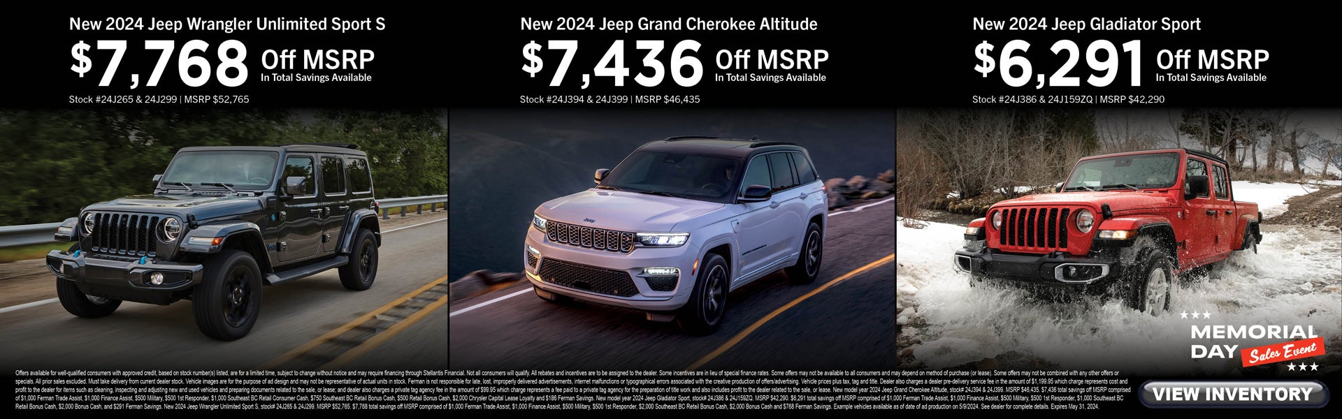 May Savings on New Jeep Gladiator, Wrangler & Grand Cherokee